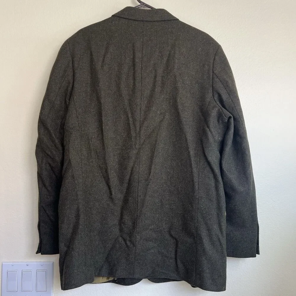 Vtg J Crew Blazer‎ Mens Sz 44L Olive Sport Coat Button Wool Mohair 90s Oarsman